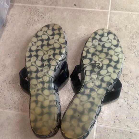 Coach Black and Gray Monogram Sandals - Picture 3 of 5